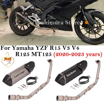 Už Yamaha YZF R15 V3 V4 R125 MT125 2020 m. - 2023 Motociklo Išmetimo Pabėgti Sistemas, Modifikuoti Priekiniai Nuorodą Vamzdis Su Duslintuvo Katalizatorių