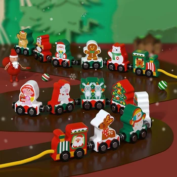Vaikų Kalėdų Traukinys Apdailos Mini Medinis Traukinio Rinkinį Žaislai Vaikams Berniukas Įspūdį Magnetinio Traukinio Žaislų Šalis Dekoro Dovana