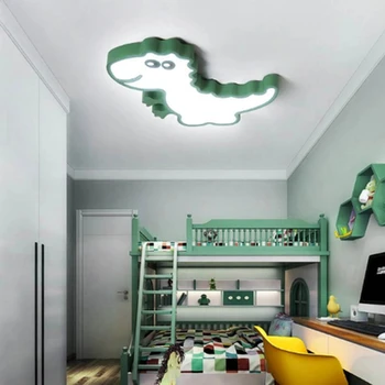 Vaikų Kambario Dekoracija Pritemdomi LED Lubų šviestuvas Šiuolaikinės Geležies Akrilo Žalias Dinozauras Dizaino Cartoon Kids Pink Dragon Lempos