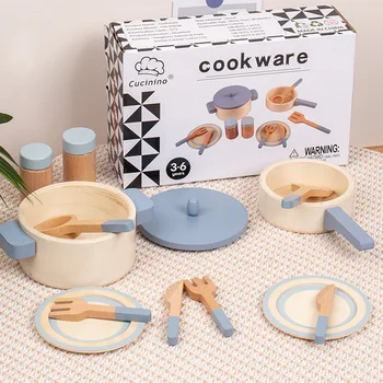 Vaikų mini stalo įrankiai medienos modeliavimas virtuvės reikmenys žaislas virimo interaktyvus žaidimas 3y+