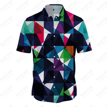 Vasaros nauji vyriški marškiniai kubeliai Perjungti 3D atspausdintas vyriški marškiniai nacionalinės stiliaus vyriški marškiniai tendencijos mados aukštos kokybės vyriški marškiniai