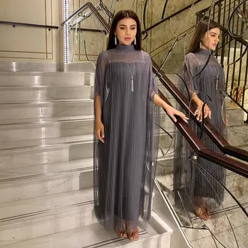 VD Vestidos Prom Dresses Saudo Arabijoje Moterims Dėvėti Brangioji Vakare Šalies Chalatai Aukštos Apykaklės Apsiaustas Kulkšnies Ilgis Nuotaka Naktį Suknelė