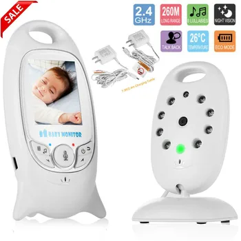 Wireless baby monitor with LCD ekranas, skambinkite temperatūros matavimo funkcija, žaisti lopšinė naktinio matymo kamera
