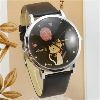 Womage Mados Priežastinis Moterų Laikrodžiai, Unikalus Fox Laikrodžiai Mielas Rožinis Odos Diržas Kvarcinis Laikrodis relojes para mujer 시계