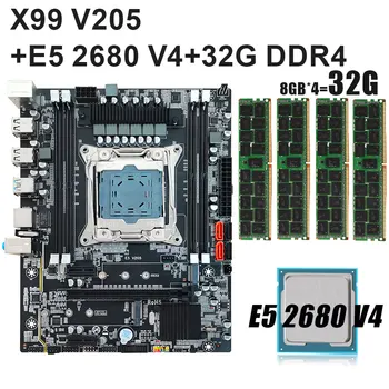 X99 Rinkinys LGA 2011-3 Plokštė Rinkinys Su E5 2680 V4 CPU PROCESORIAUS 8 CORE 3.20 GHZ Ir 32GB DDR4 Atminties Paramos SATA M. 2 NVME