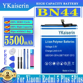 YKaiserin Už Xiao Mi BN44 BN 44, BN-44 5500mAh Baterija Xiaomi Redmi 5 Plius 5Plus Baterija Batteria + Kelio NR.