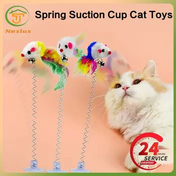 Įdomu Elastinga Plunksnų Naminių Kačių Žaislai Interaktyvus Žaislas Apačioje siurbtukas Pavasario Gyvūnų Modeliavimo Pet prekės Spalva Atsitiktinis 