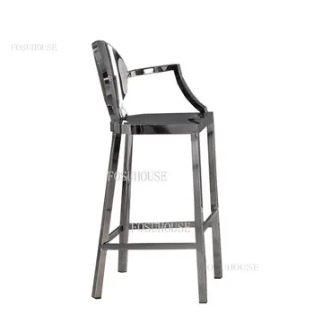 Šiaurės Baro Kėdės Modernus Nerūdijančio Plieno, Sidabro, Aukštos Kėdutės Kojų Atrama Baldai Fotelis Atgal Baro Taburetės, Virtuvės B