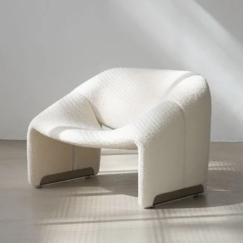 Šiaurės Stiliaus Prabangūs Ėriukų Vilnos Sofa-lova, Kėdė Dizainerio Gyvenimo Kambario Baldai, Kėdės Paprastos Laisvalaikio Namuose Kambarį Minkšta Kėdė